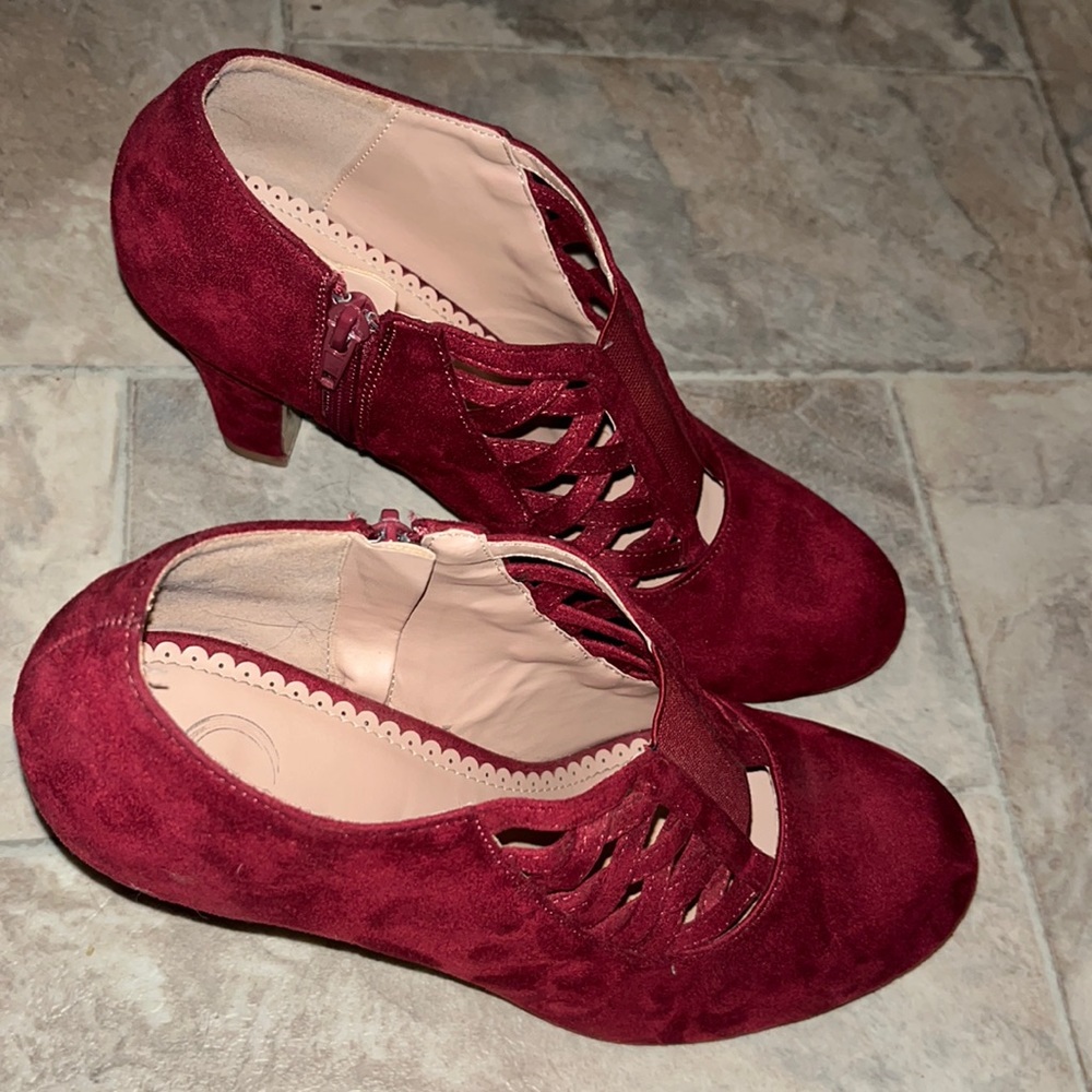 DSW Journee Collection Piper Bootie Heels -- Burgundy - Picture 8 of 12
